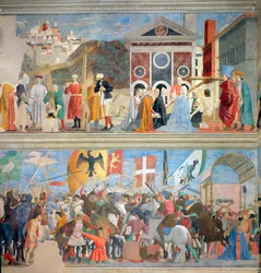 Die Überprüfung des Wahren Kreuzes, Der Sieg des Heraklius und die Hinrichtung von Chosroes im Jahr 628 n. Chr., aus dem Zyklus der Legende des Wahren Kreuzes, abgeschlossen 1464 (nach der Restaurierung)